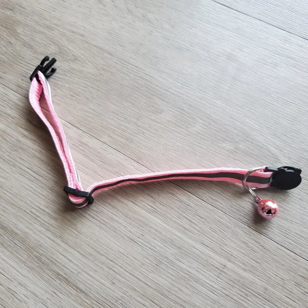 NEW Light Pink Adult Reflective-Breakaway Cat Collar with Bell